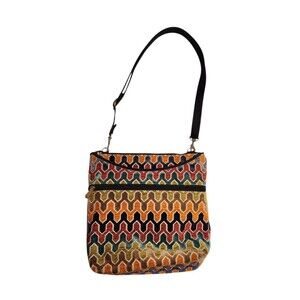 Danny K. Beverly Hills Crossbody Purse Multi-Color Tapestry Fabric Made in USA